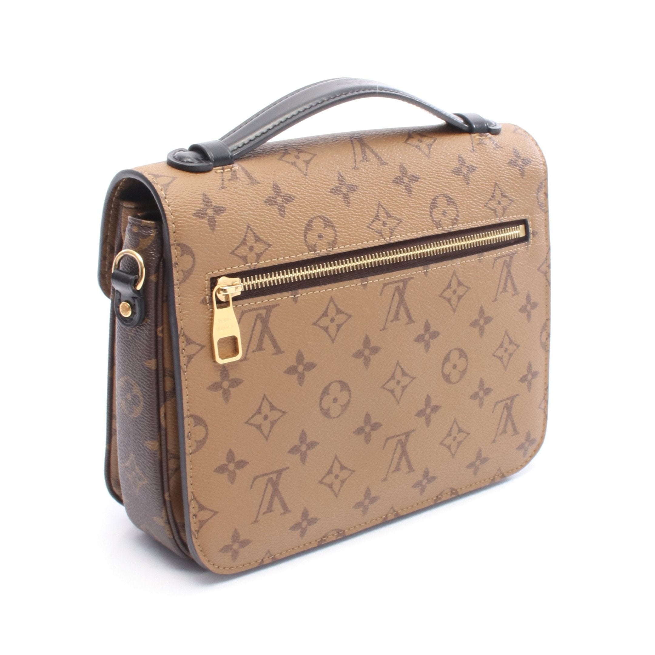 Pochette Metis MM Monogram reverse Handbag PVC Leather Brown Black 2WAY