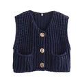 Women's Vest Outerwears Sleeveless Brown Sweater Knit Vest Women Preppy Cropped Sweaters Autumn Winter Vest Woman Knitwears