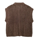 Women's Vest Outerwears Sleeveless Brown Sweater Knit Vest Women Preppy Cropped Sweaters Autumn Winter Vest Woman Knitwears