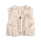Women's Vest Outerwears Sleeveless Brown Sweater Knit Vest Women Preppy Cropped Sweaters Autumn Winter Vest Woman Knitwears