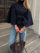 Gianna |  Elegant High-Neck Belted Cape Jacket