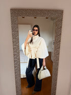 Gianna |  Elegant High-Neck Belted Cape Jacket