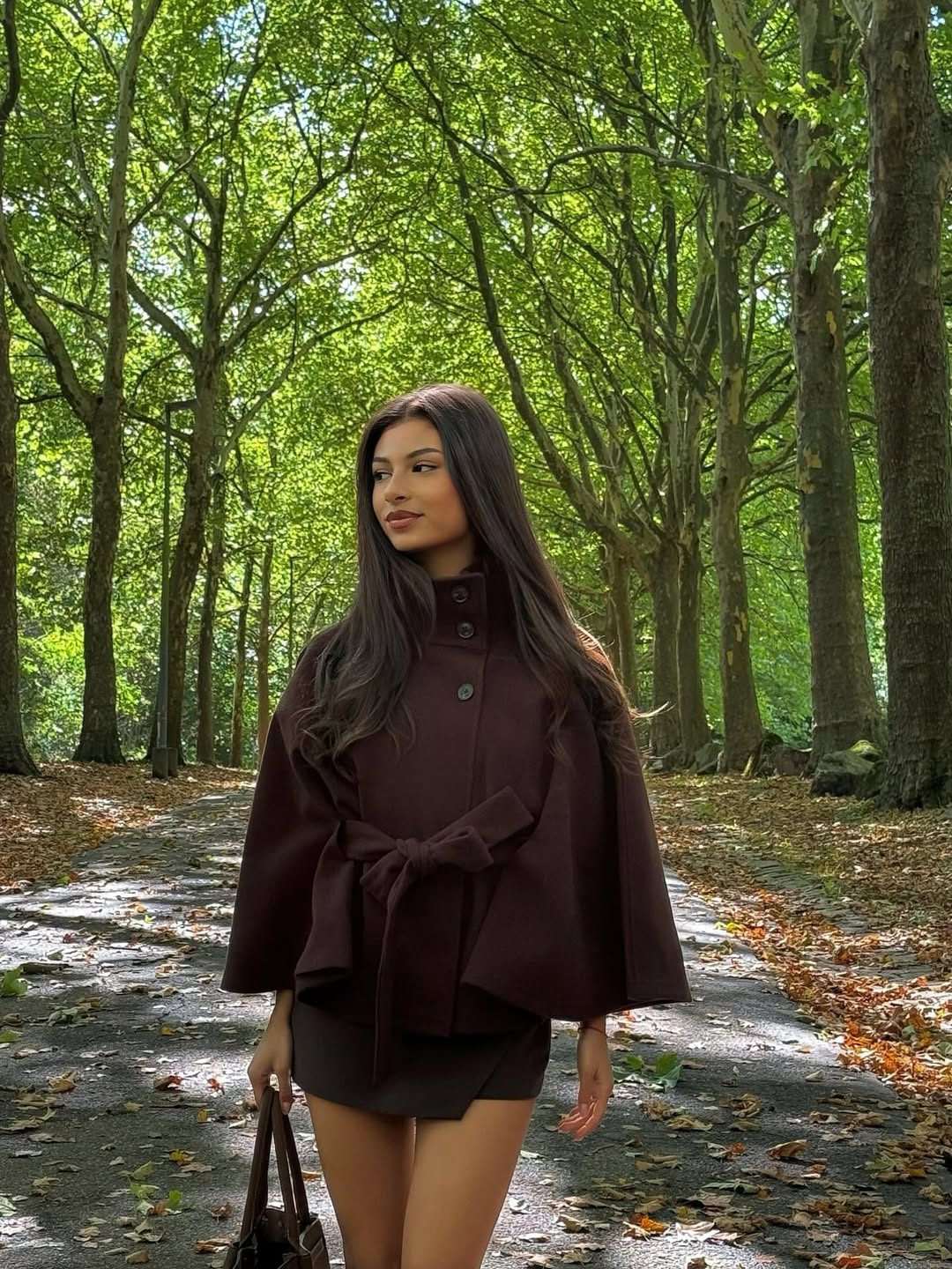 Gianna |  Elegant High-Neck Belted Cape Jacket